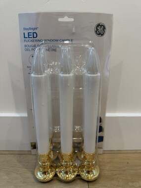 GE StayBright LED Flickering Window Candles Battery Operated 9.75" Set of 6 NEW